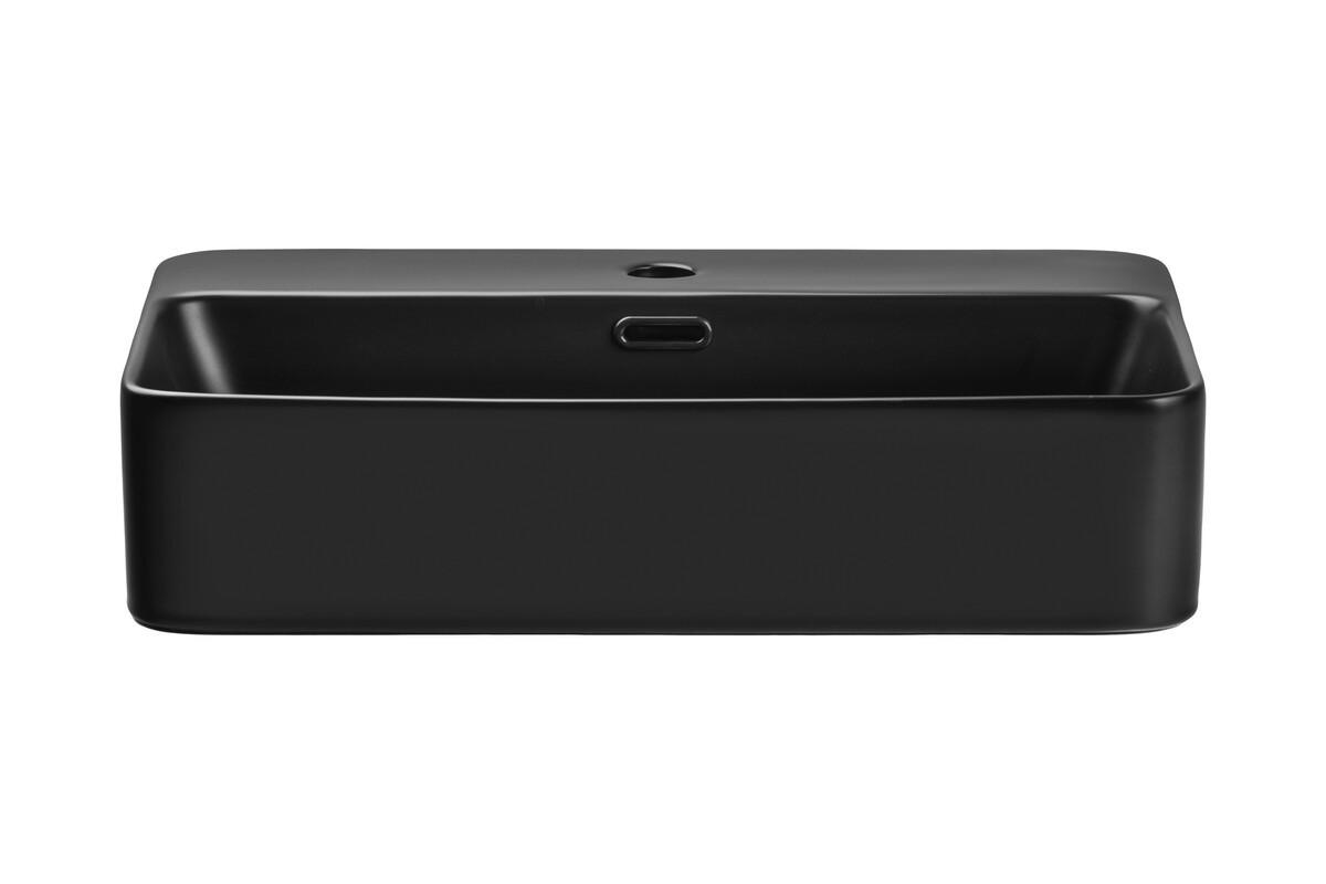 WASCHTISCHKOMBI 90cm 3 Teile - Ocean Black O BM453 in Schwarz/ Geölter Eiche - Eichefarben/Schwarz, Holz/Keramik (90/57/46cm)