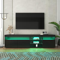 TV-SCHRANK Lowboard 180 cm LED schwarz - Schwarz, Holz (180/48/35cm) - Fortuna Lai