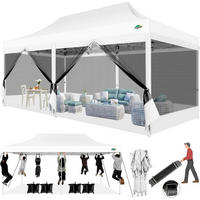 FALTPAVILLON 3x6m Wasserdicht mit 6 Mesh-Seitenwänden Weiß - Weiß, Textil (300/335/600cm)