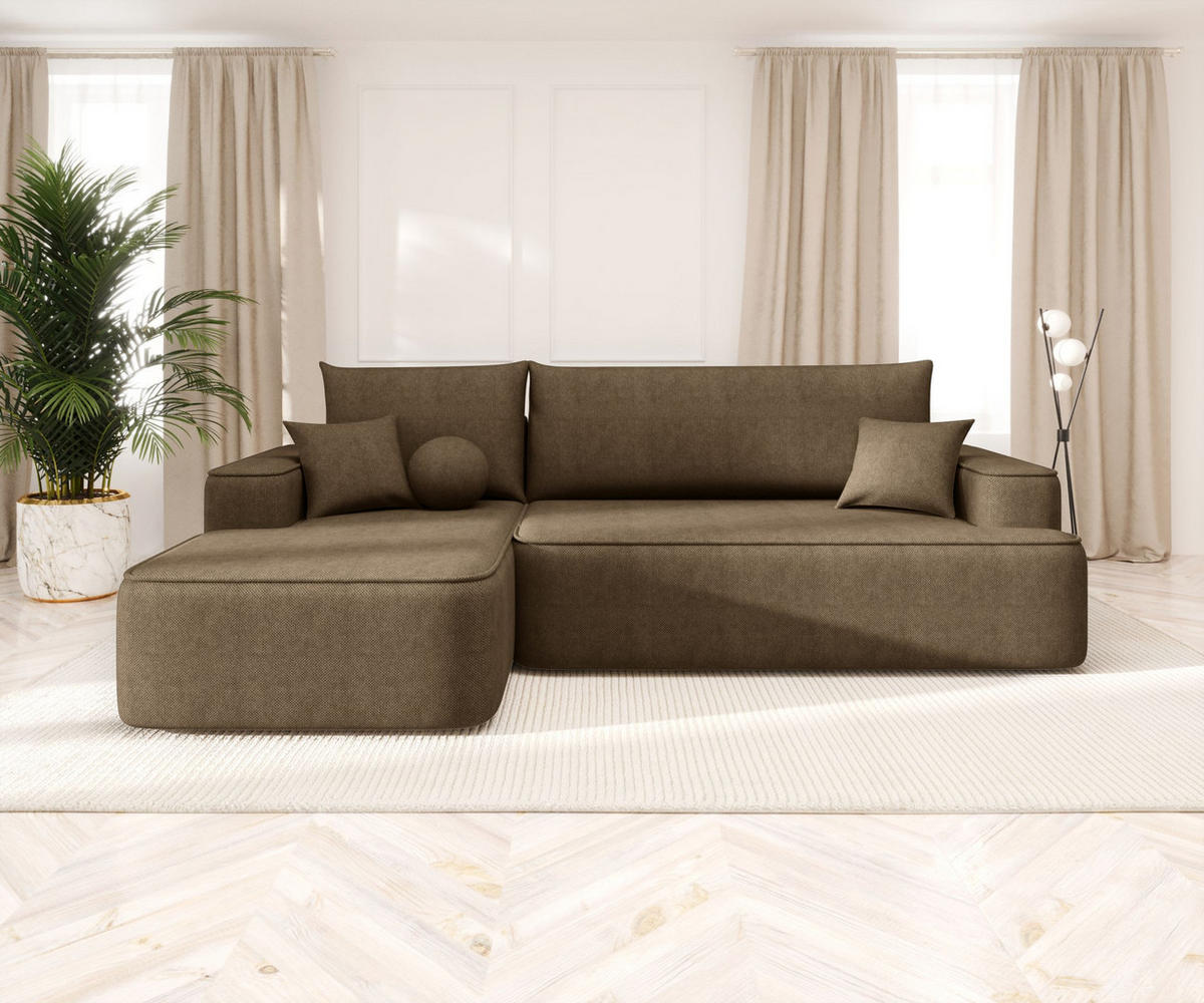 ECKSOFA mit Schlaffunktion FIGO Curio 20 Links - Braun, Textil (250/150cm) - Bedante