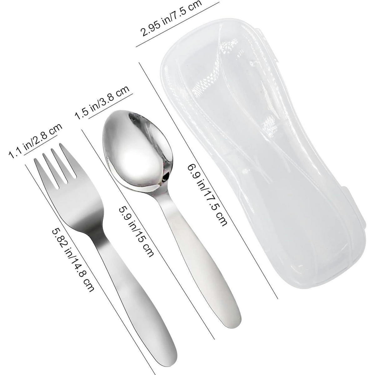 KINDERBESTECK Set 2-teilig mit Reiseetui Edelstahl - Silberfarben, Metall