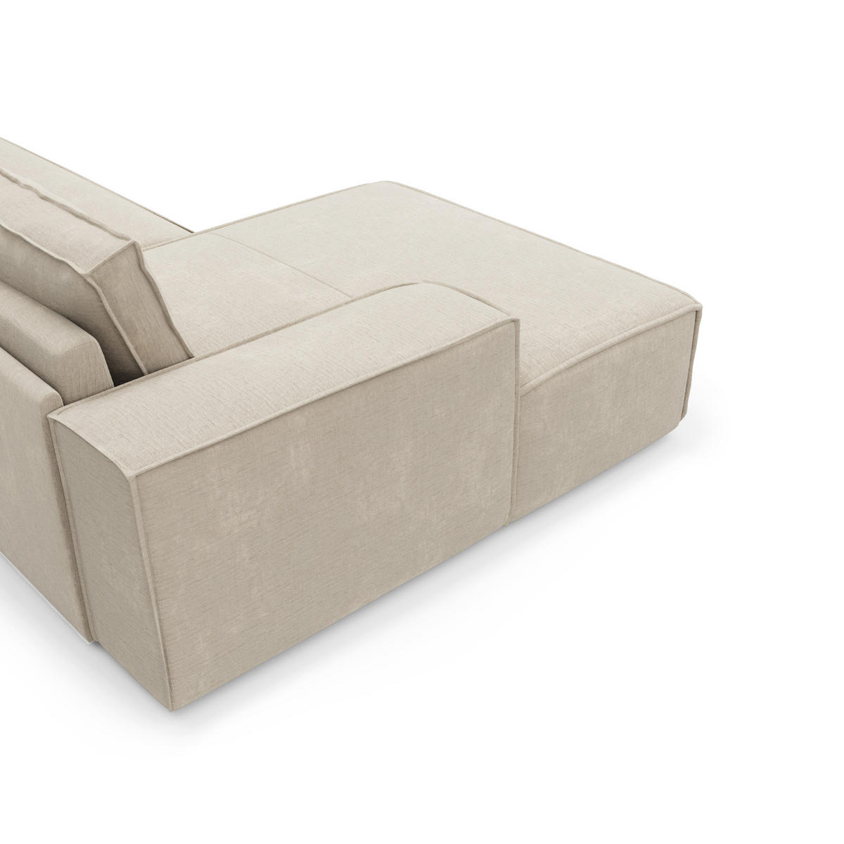 ECKSOFA LINKS Samt Creme 302cm - Creme, Textil (165/302cm) - Sia Home