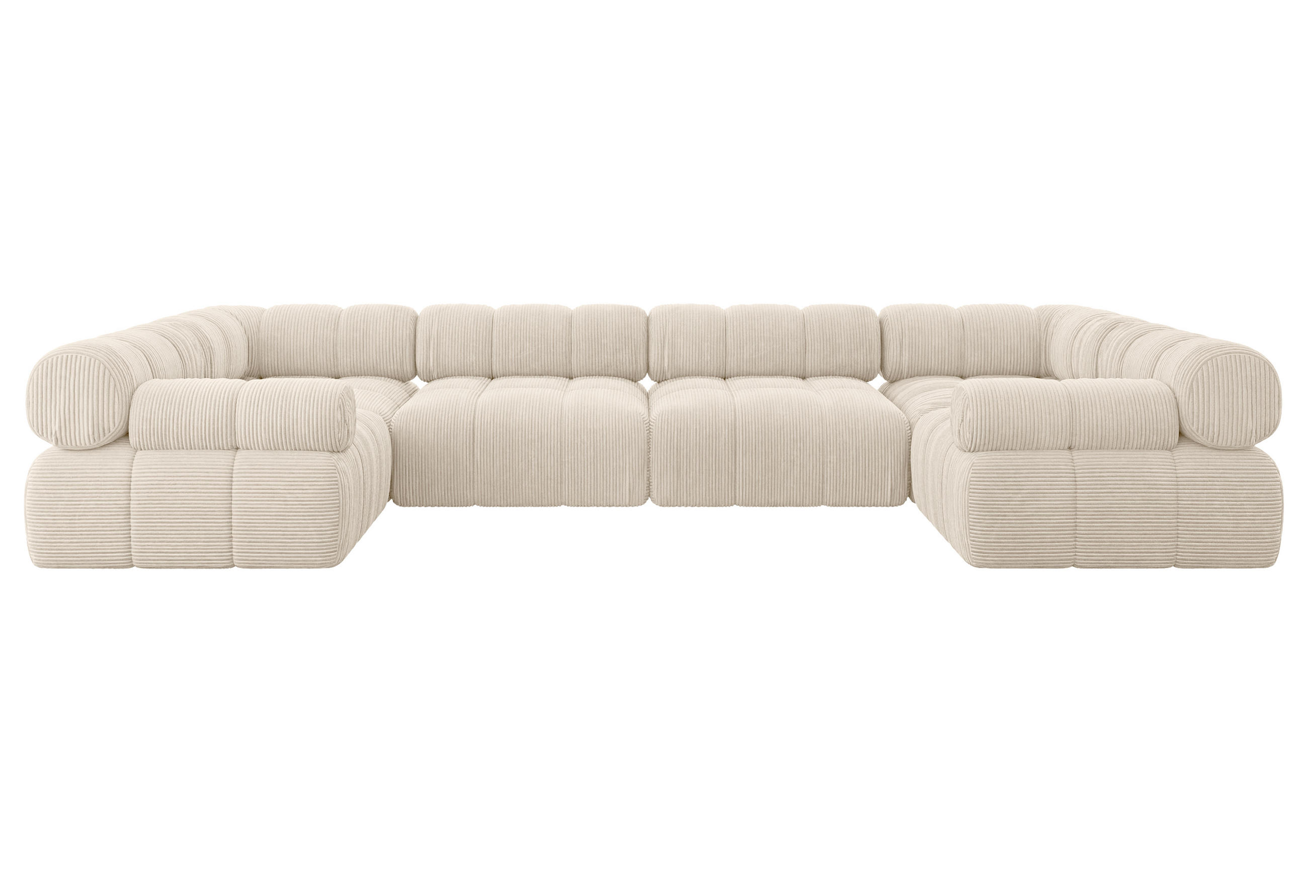 WOHNLANDSCHAFT modulares Sofa Birno-U2 - 380x190x70 cm Beige Cord - Beige, Holzwerkstoff/Textil (380/70/190cm) - ALTDECOR