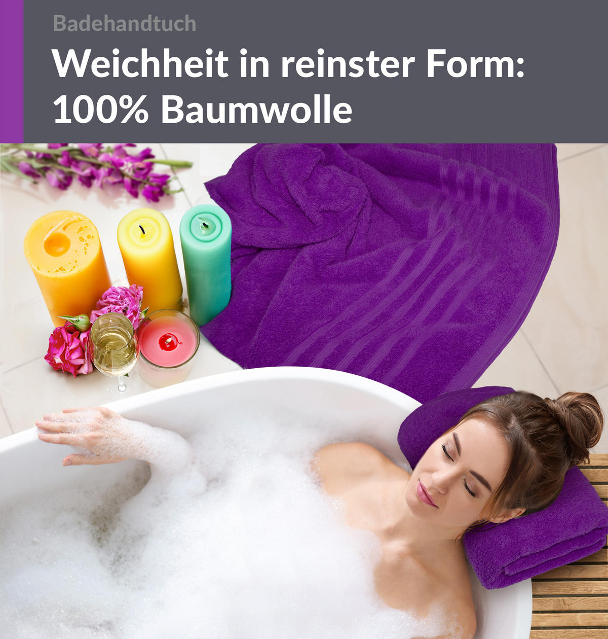 BADETUCH London Aubergine Lila 2er Set 100x150 - Aubergine, Textil (100/150cm) - Lashuma