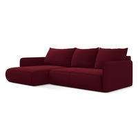 ECKSOFA mit Schlaffunktion Samt Stoff Rot - Bordeaux/Rot, Kunststoff/Textil (148/240cm) - Makamii