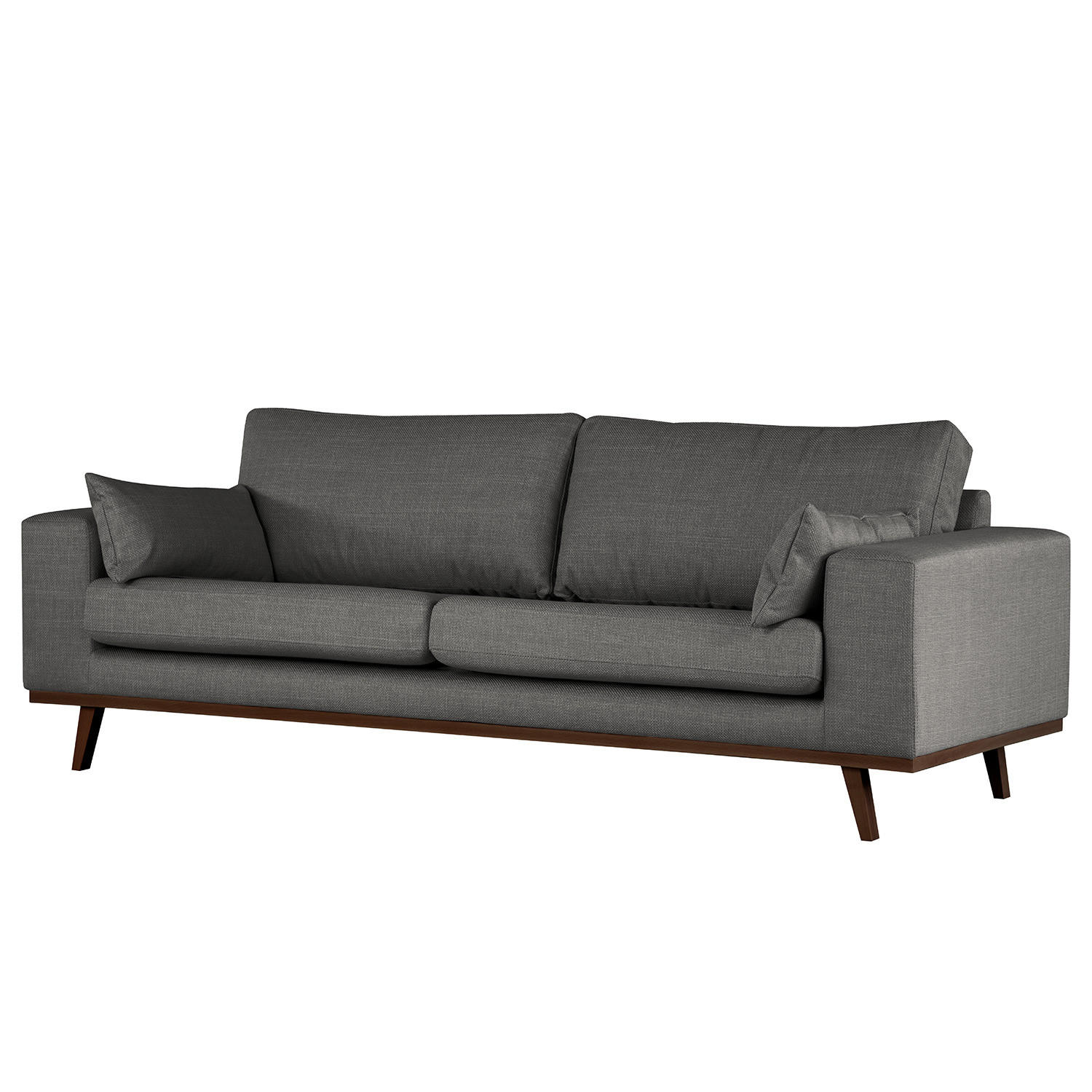 2-SITZER SOFA - Dunkelgrau/Buchefarben, Buchenholz/Textil (197/81/88cm) - home24