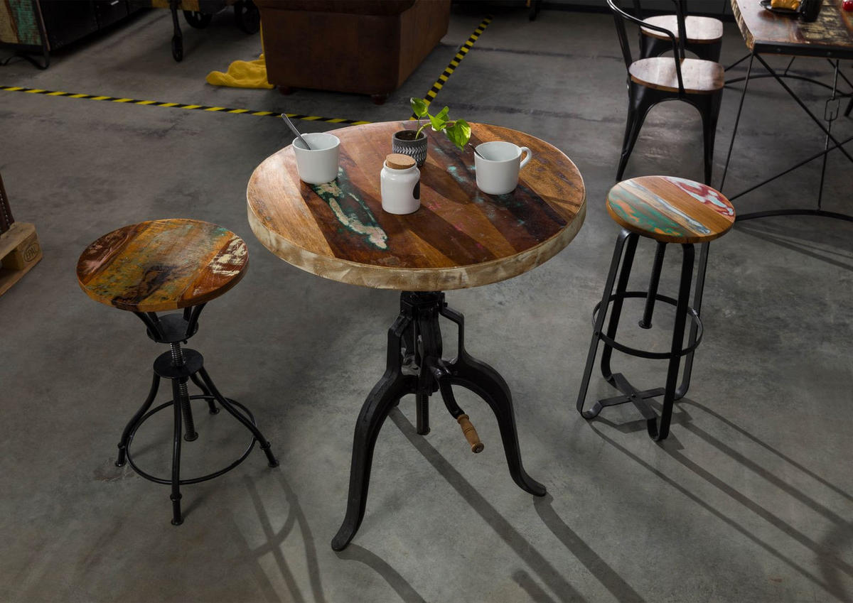 TISCH Altholz 75x75x75 mehrfarbig lackiert INDUSTRIAL #21 - Multicolor, Holz (75/75/45cm) - Massivmoebel24