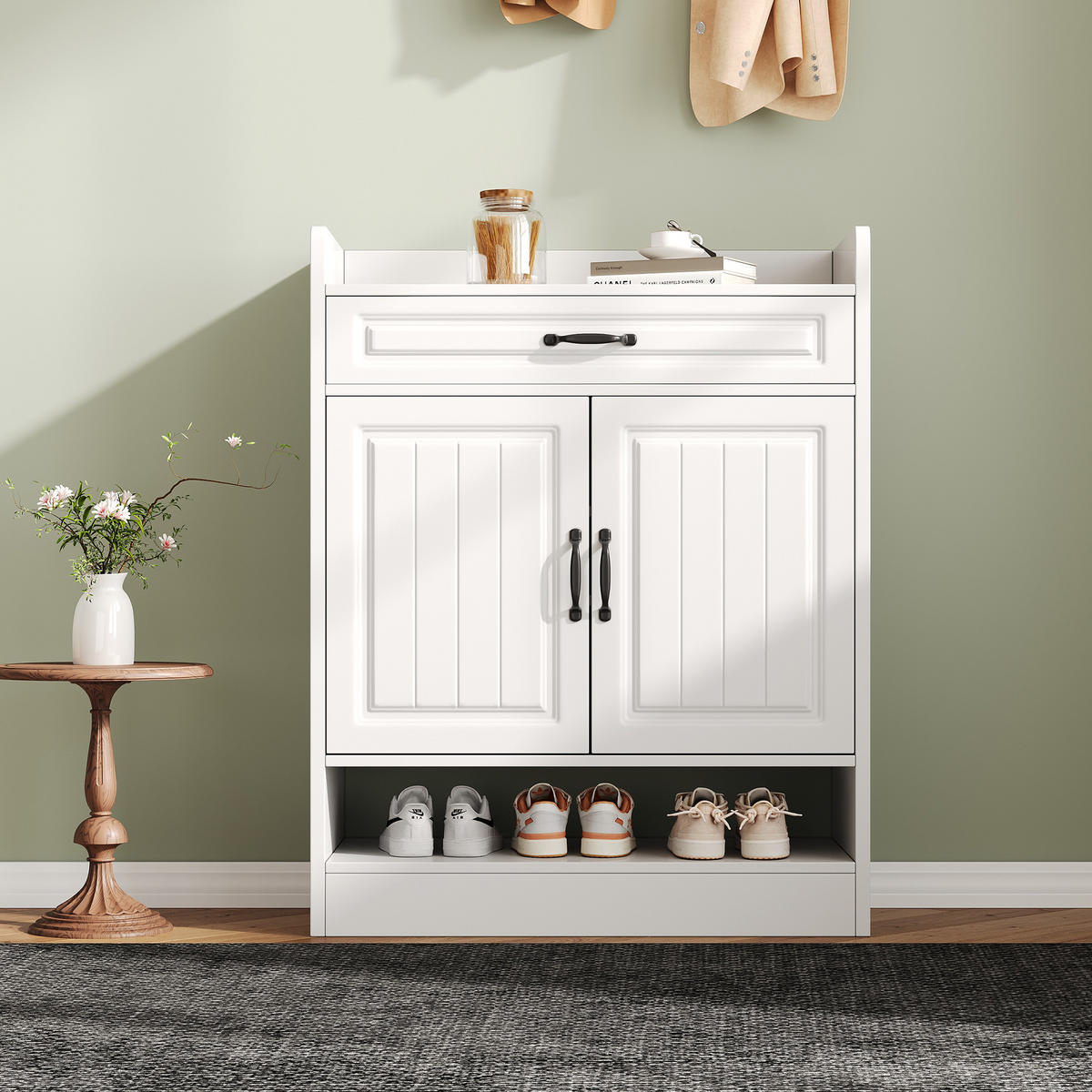 SCHUHSCHRANK Modern mit verstellbaren Regalen Weiß 75x36x95.5cm - Weiß, Holzwerkstoff (36/95.5/75cm) - FLIEKS