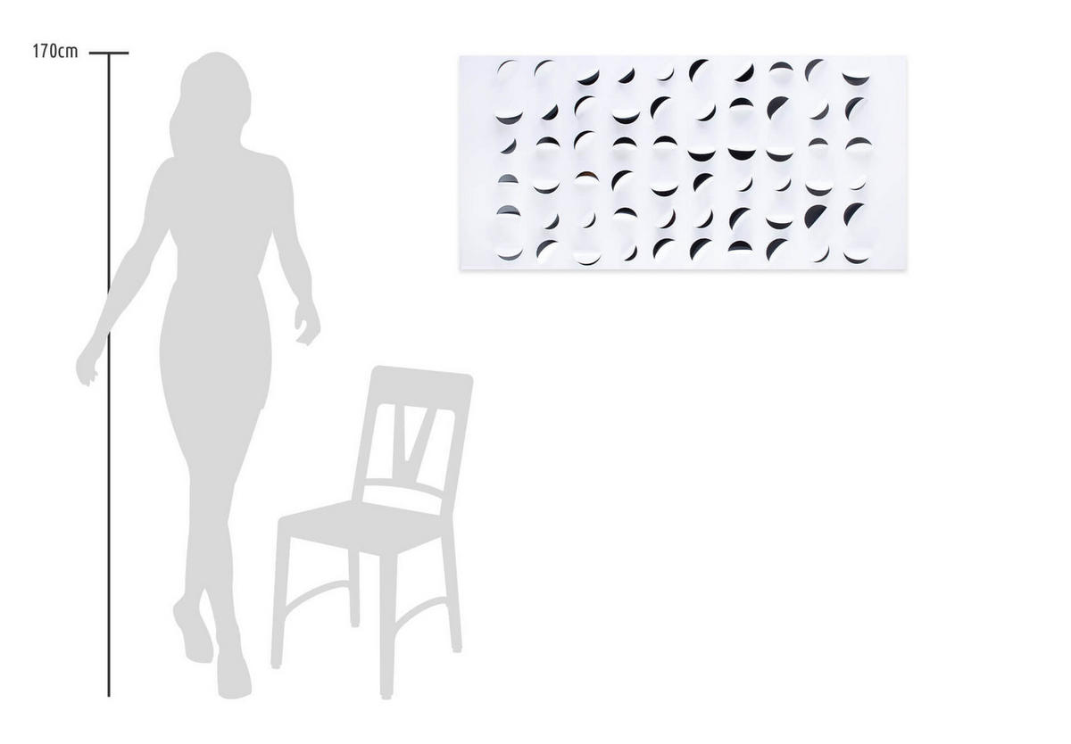 WANDDEKO Schwarz-Weiß 118/57 cm - Schwarz/Weiß, Metall (7.21/57/5cm) - KUNSTLOFT