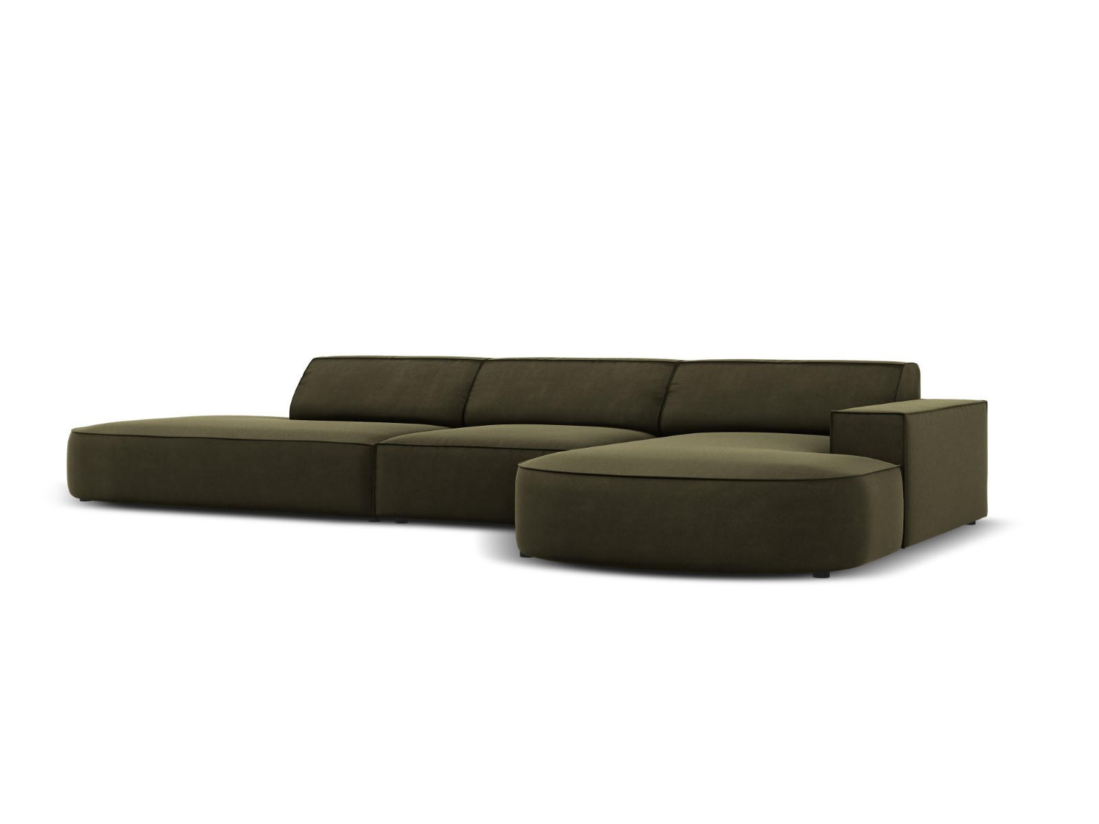 ECKSOFA rechts Jodie aus Samt grün 4 Sitzplätze - Grün, Textil (166/342cm) - Micadoni