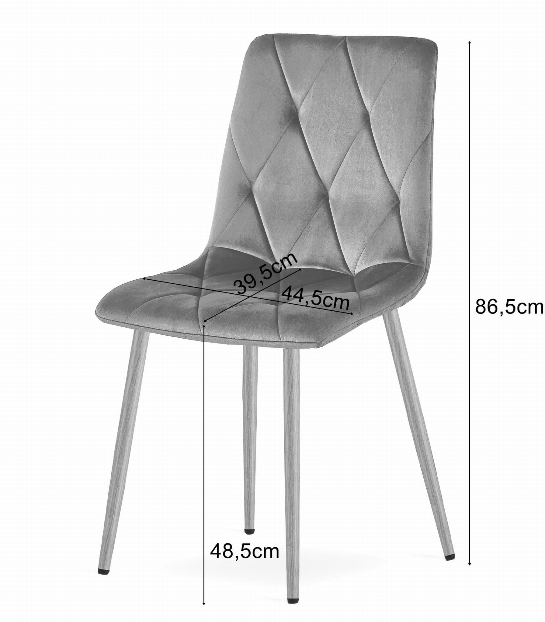 STUHL BOSA 6-er Set, Rosa, Metallbeine in Holzfarbe - Rosa, Textil/Metall (44/89/40cm) - Komodee