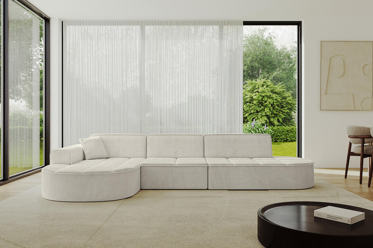 ECKSOFA Ottomane Links TARO-L2 - 328x171x79,5 cm Hellgrau - Hellgrau, Holzwerkstoff/Textil (328/171cm) - ALTDECOR