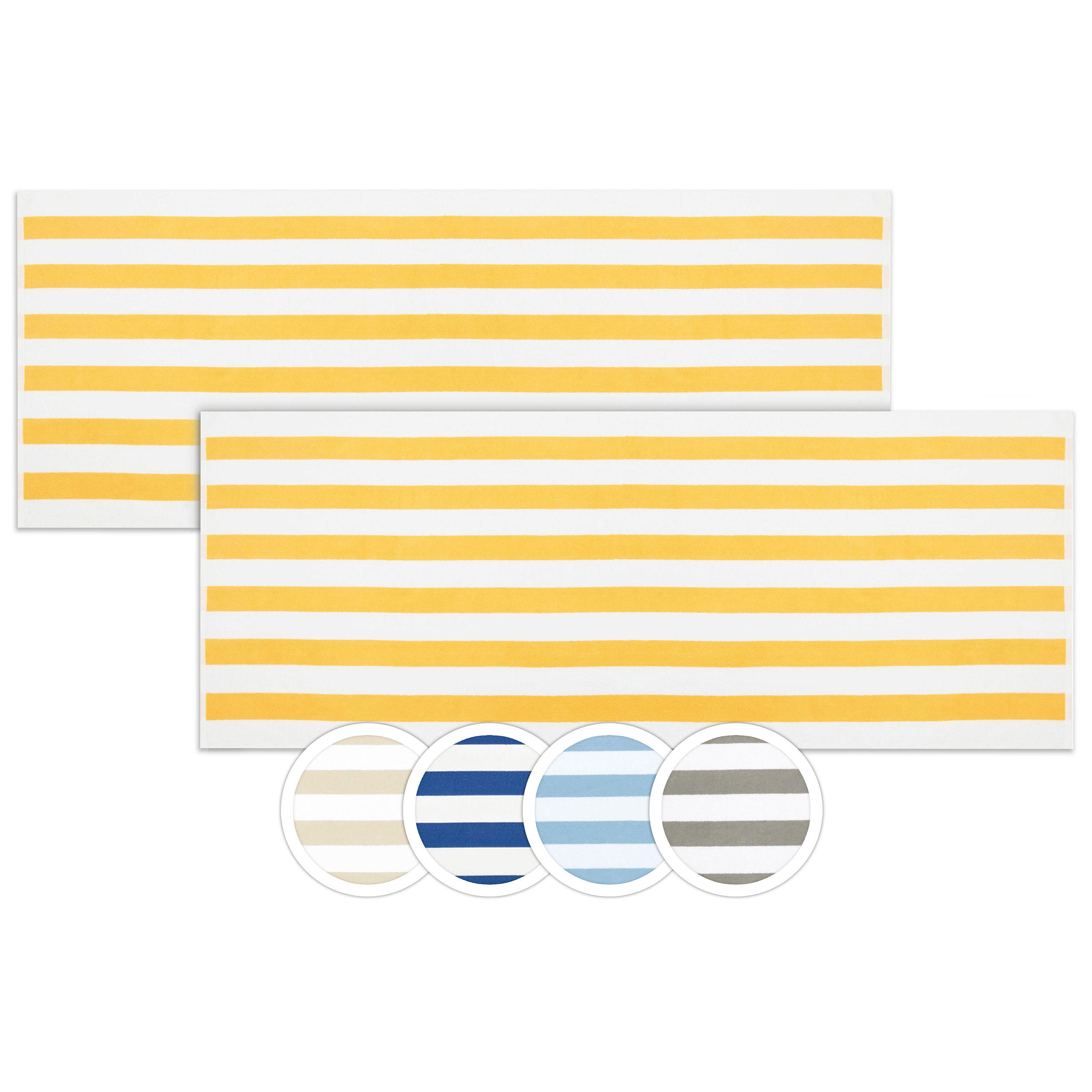 STRANDTUCH, 2er-Set, 70x180 cm, 100% Baumwolle, Gelb - Gelb, Textil (70/180cm) - Zollner