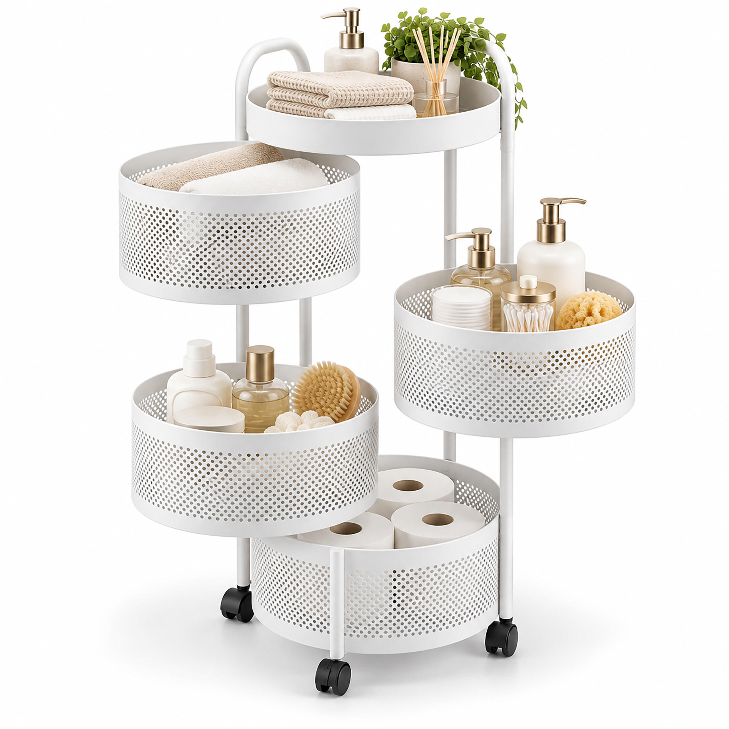 Relaxdays Rollwagen Weiß 33x79.5x33 cm