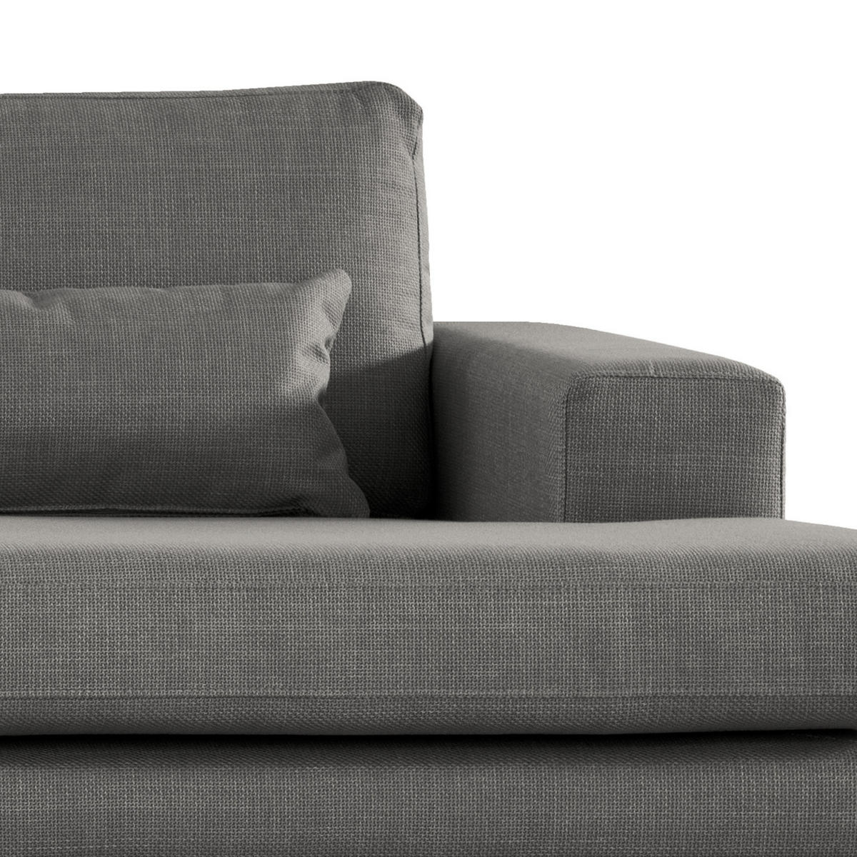 ECKSOFA mit Longchair - Eichefarben/Dunkelgrau, Eichenholz/Textil (281/153cm) - home24
