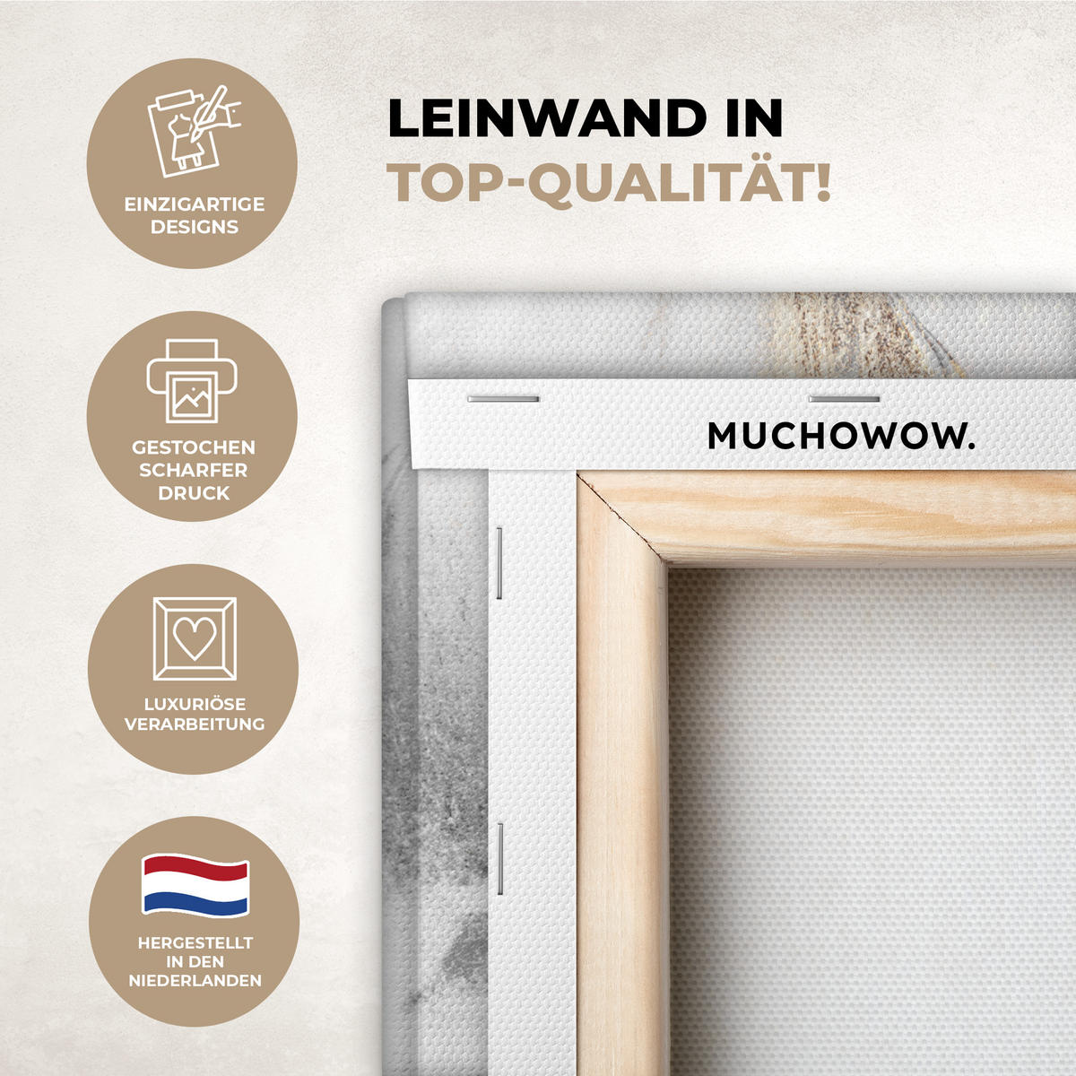 LEINWANDBILD Luxus - Abstrakt - Gold - Weiß Room Decor 30x40 cm - Goldfarben, Textil (30/40cm) - MuchoWow