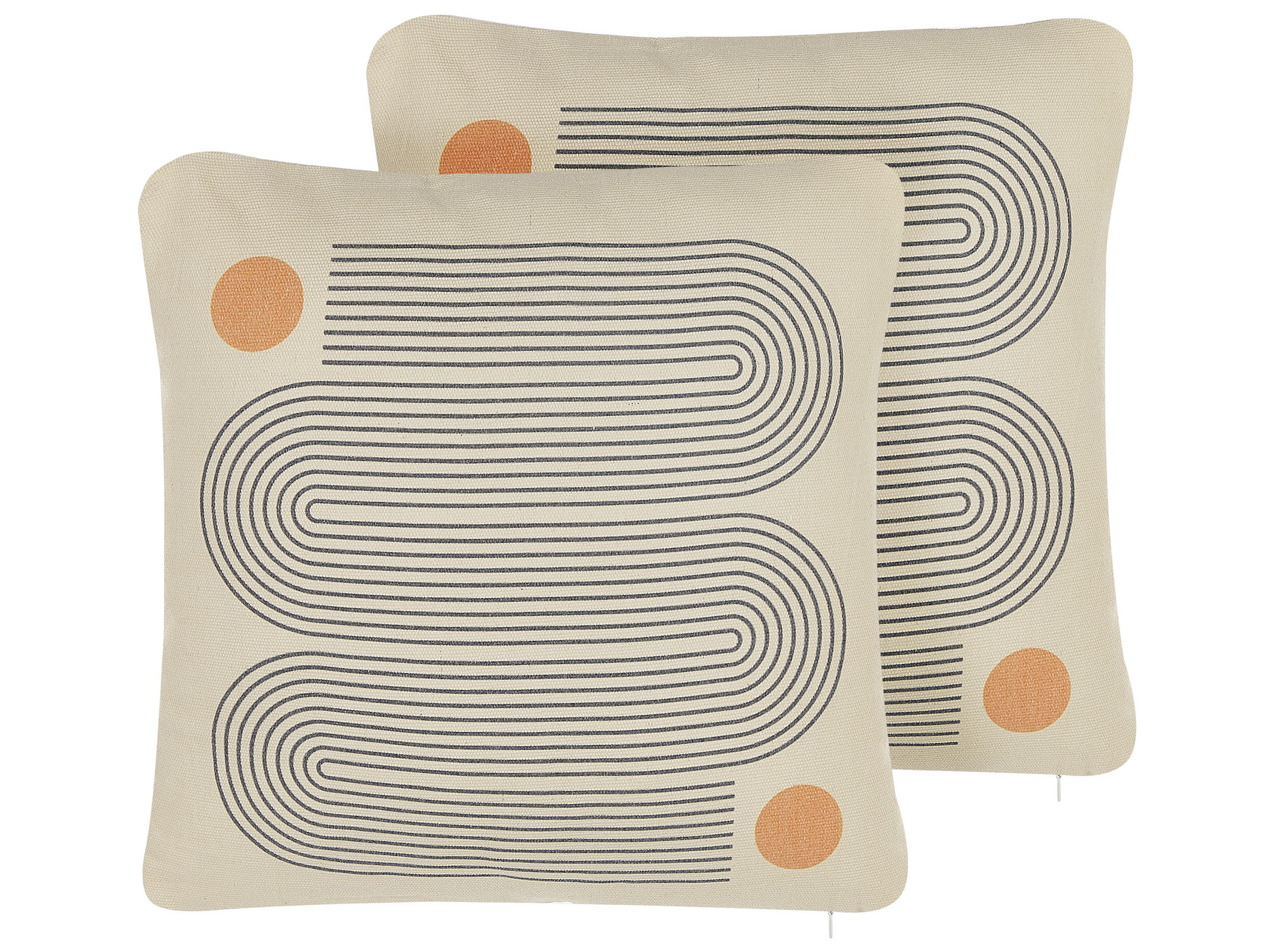 DEKOKISSEN 2er-Set Beige 45/45 cm Calibrachoa - Beige, Textil (45/45cm) - Beliani