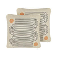 DEKOKISSEN 2er-Set Beige 45/45 cm Calibrachoa - Beige, Textil (45/45cm) - Beliani