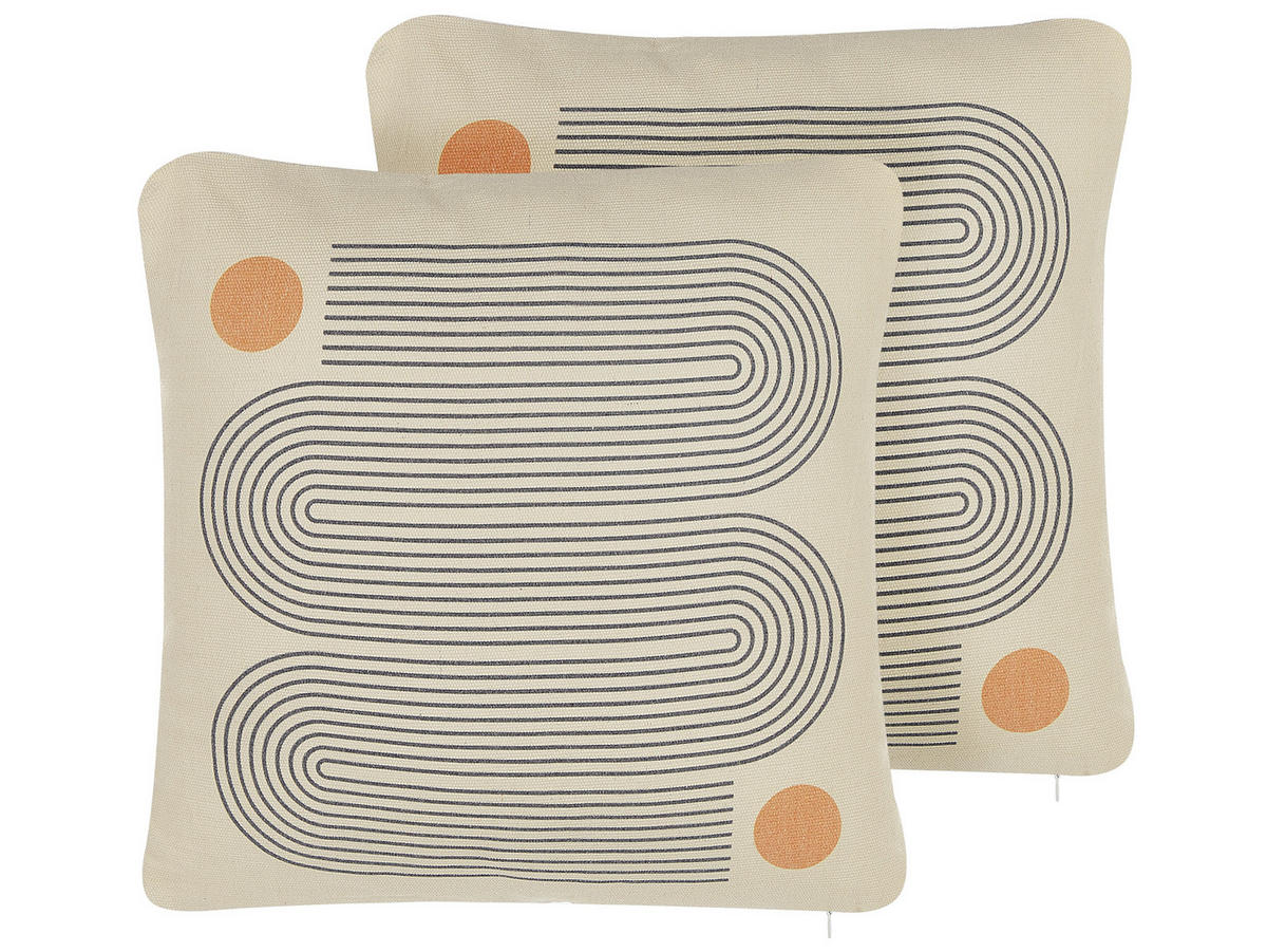 DEKOKISSEN 2er-Set Beige 45/45 cm Calibrachoa - Beige, Textil (45/45cm) - Beliani