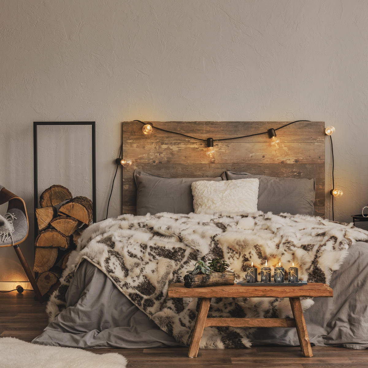 TEELICHTHALTER - Schwarz, Holzwerkstoff/Stein (10.5cm) - Relaxdays