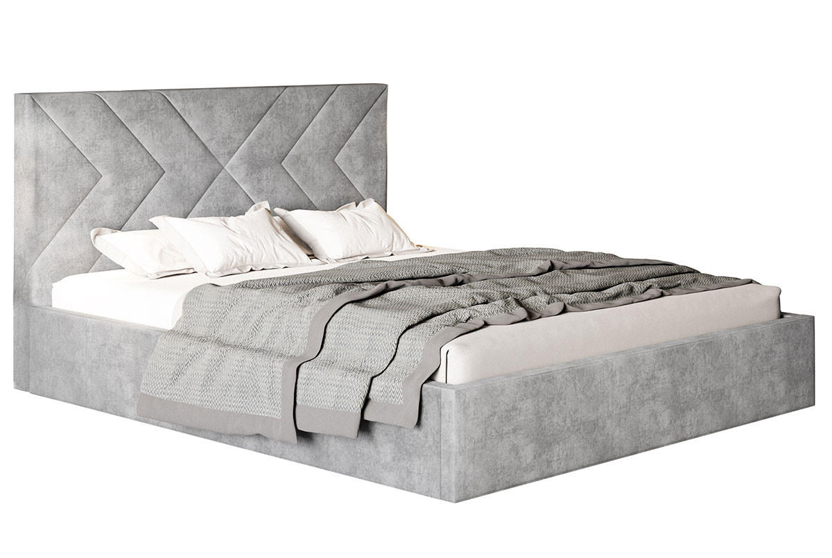 BETT Grau OLDO 1 Gepolstert Hydrophobes Gewebe 120x200 cm - Grau, Textil (120/200cm) - Sepro Meble