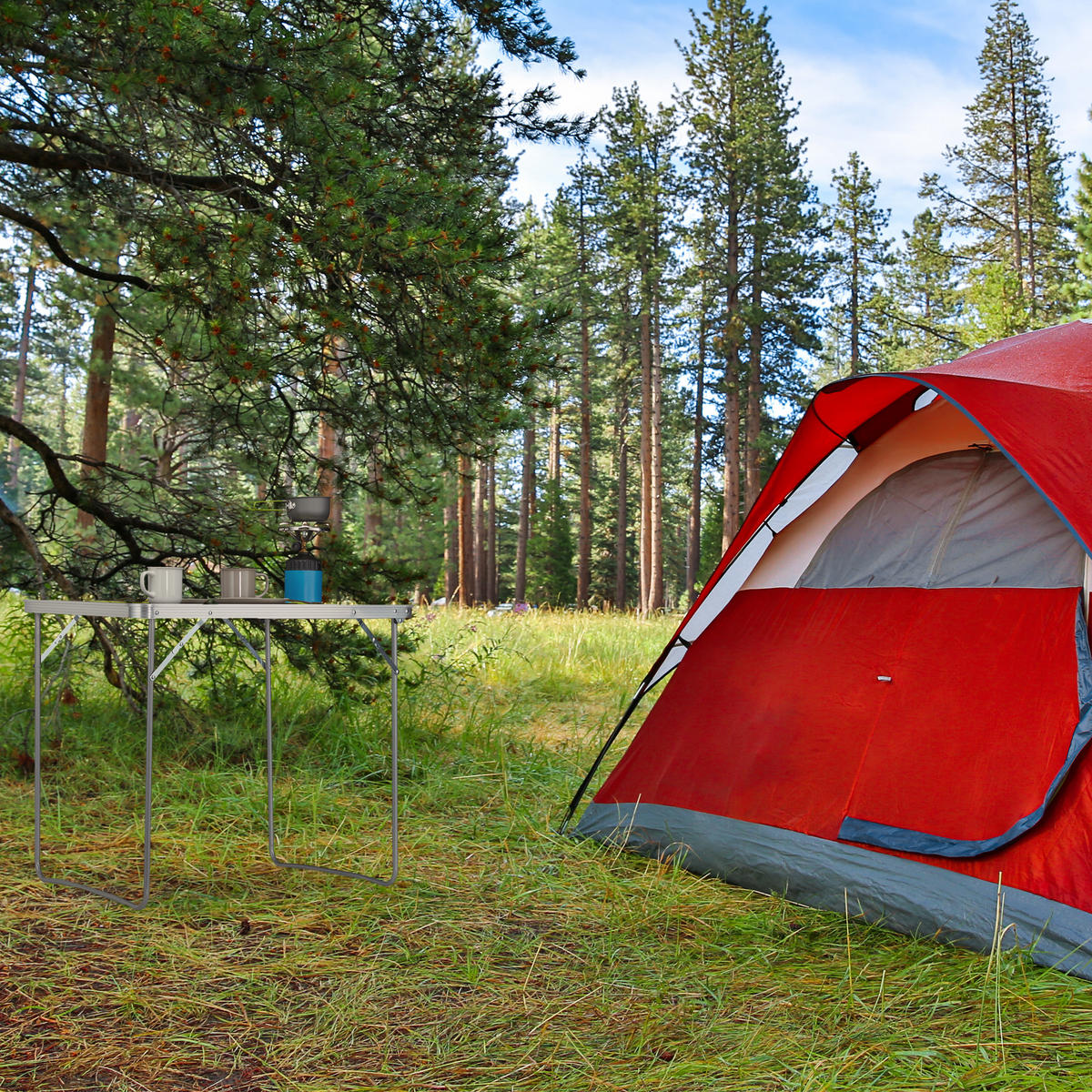 CAMPINGTISCH - Multicolor, Holzwerkstoff/Kunststoff (60/80/70cm) - Relaxdays