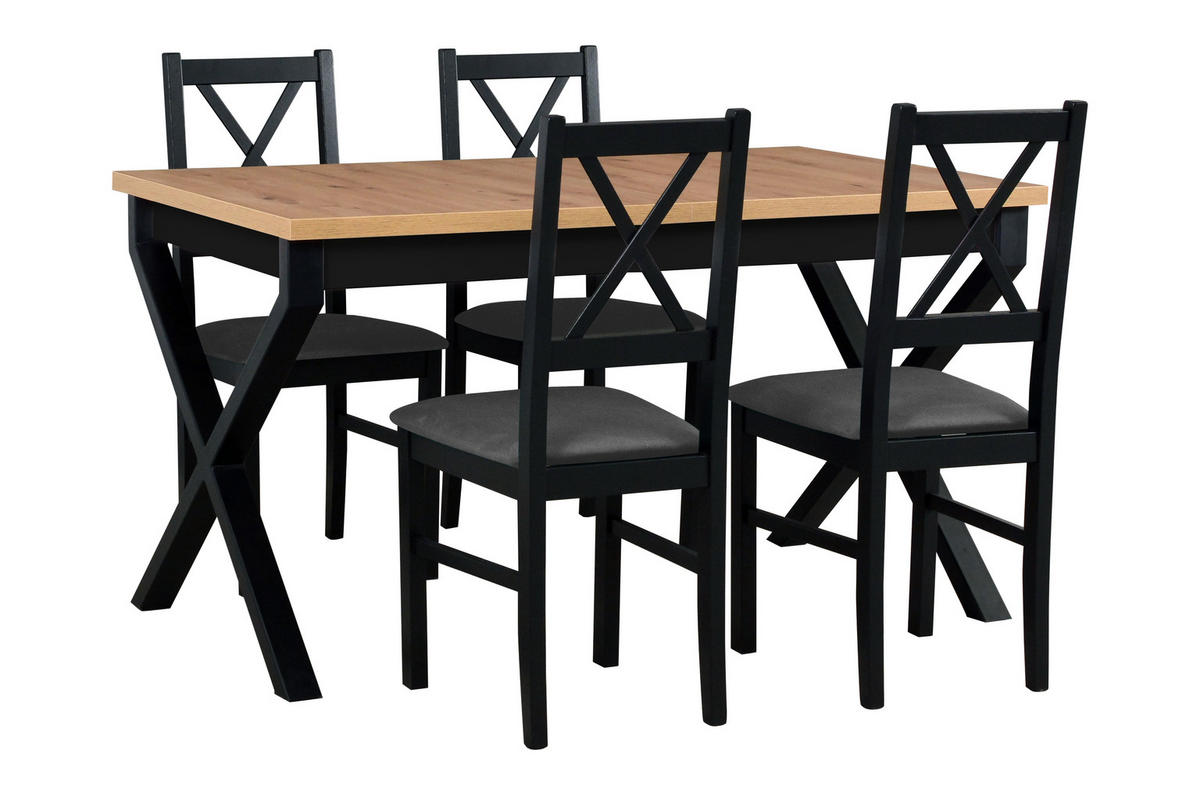ESSZIMMERSTUHL - Set 4x Nilo 10, schwarz,kronos 22  - Schwarz/Graphitfarben, Holz (43/94/40cm) - Leaf Design