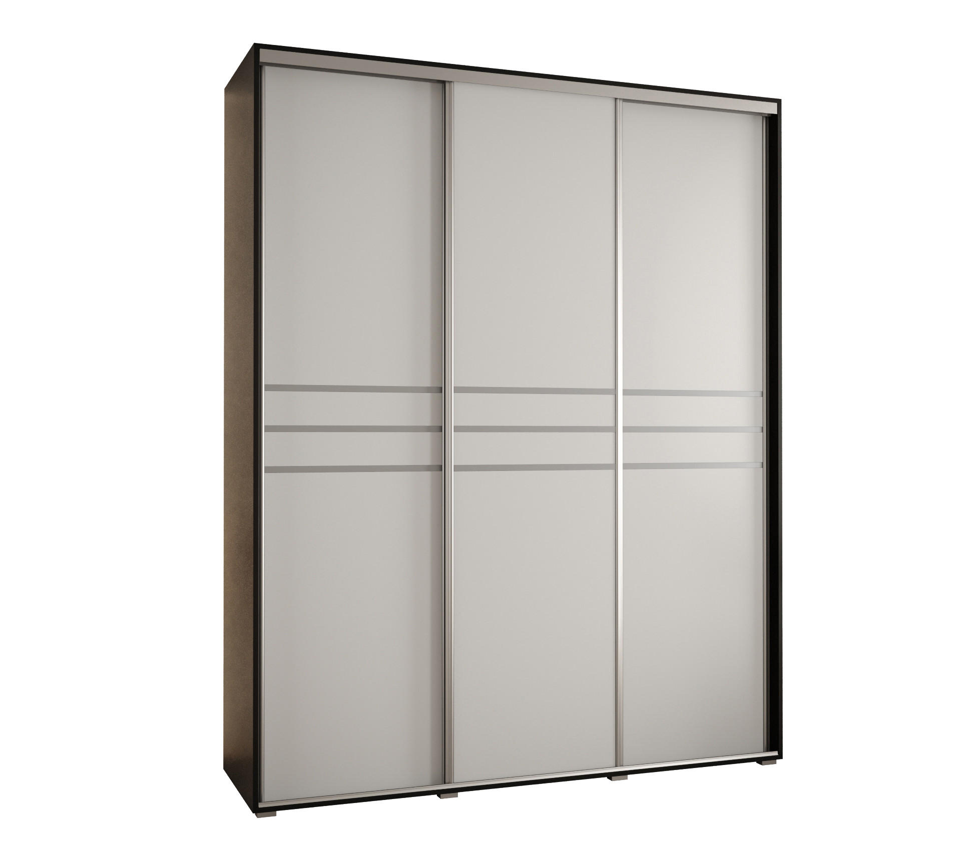 Abiks Möbel Schwebetürenschrank Schwarz, Weiß, Silber 190x235x60 cm