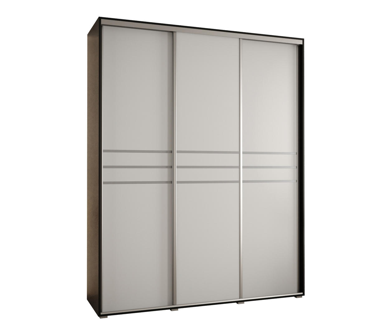 SCHWEBETÜRENSCHRANK 235,2/200/45 3-türig - Silberfarben/Schwarz, Holz/Metall (200/235/45cm) - Abiks Möbel