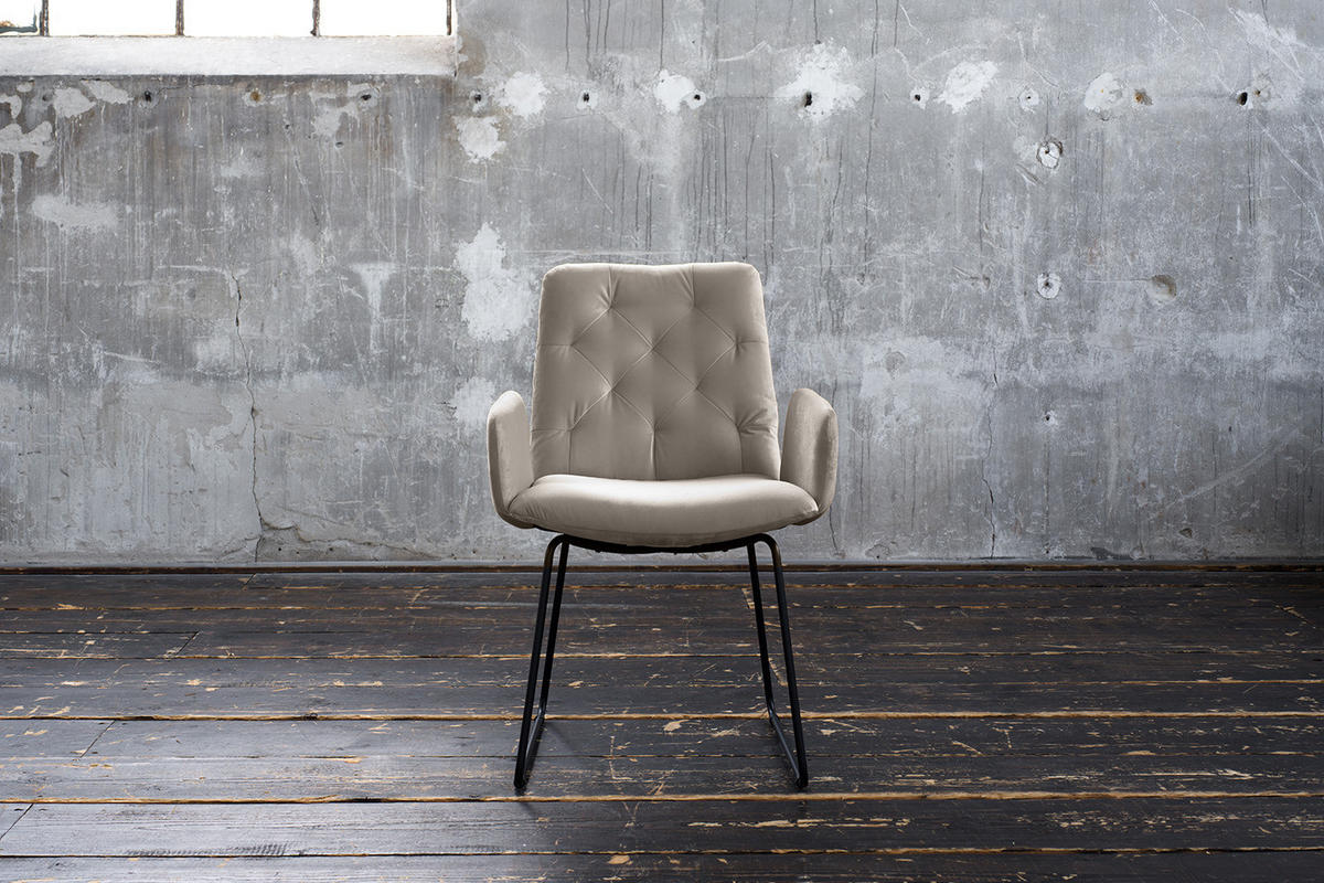 ESSZIMMERSTUHL NEW CHARME Grau Velvet (1er-Set) - Grau, Textil (59/87/66cm) - KAWOLA