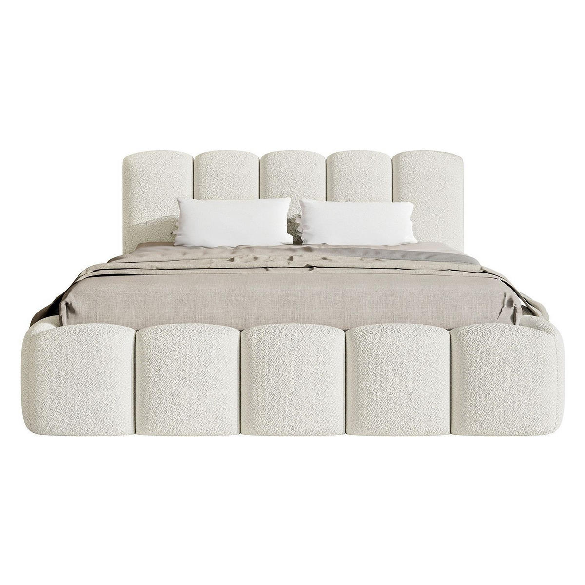 POLSTERBETT Catania 180/200 cm Creme Bouclé inkl Matratze - Creme, Textil (180/200cm) - Juskys