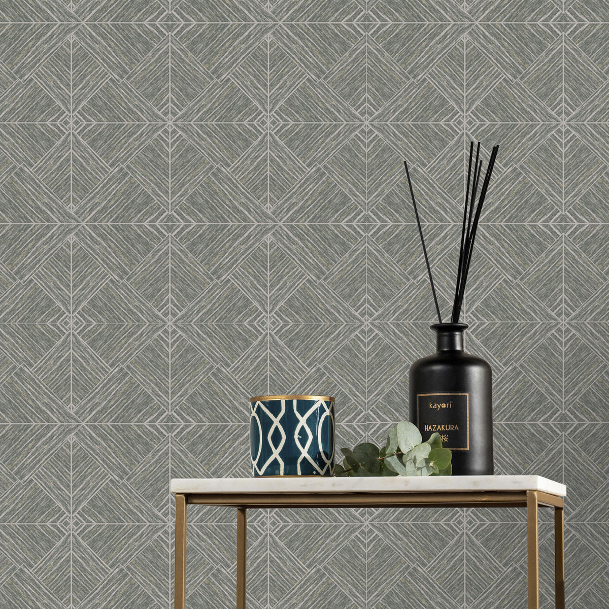 VLIESTAPETE - Kyushu Blau - Blau, Papier/Kunststoff (52/1000cm) - Graham & Brown