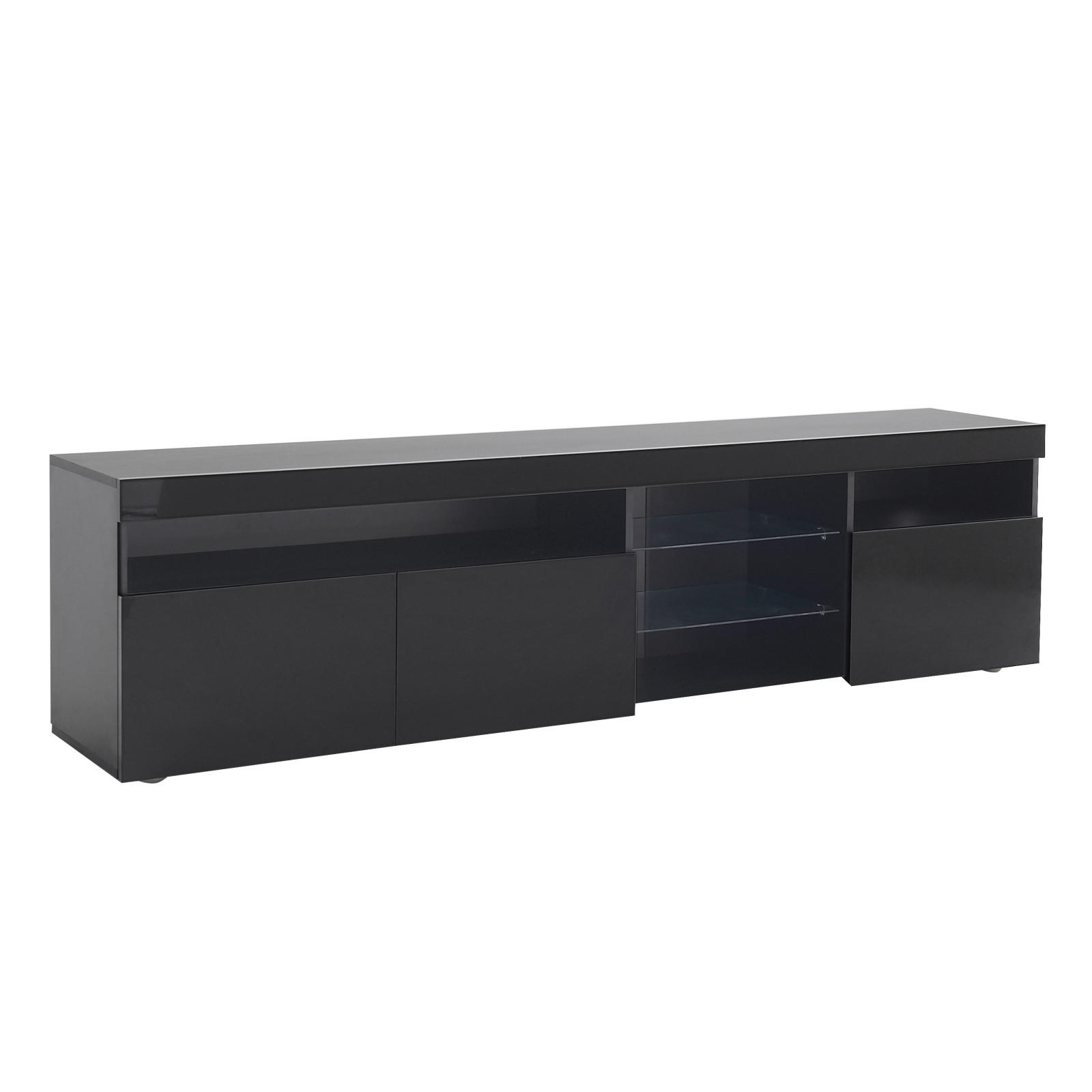 TV Lowboard LED 180x35x45 cm, Lichtpaneel, Schwarz - Schwarz, Holz (180/45/35cm)