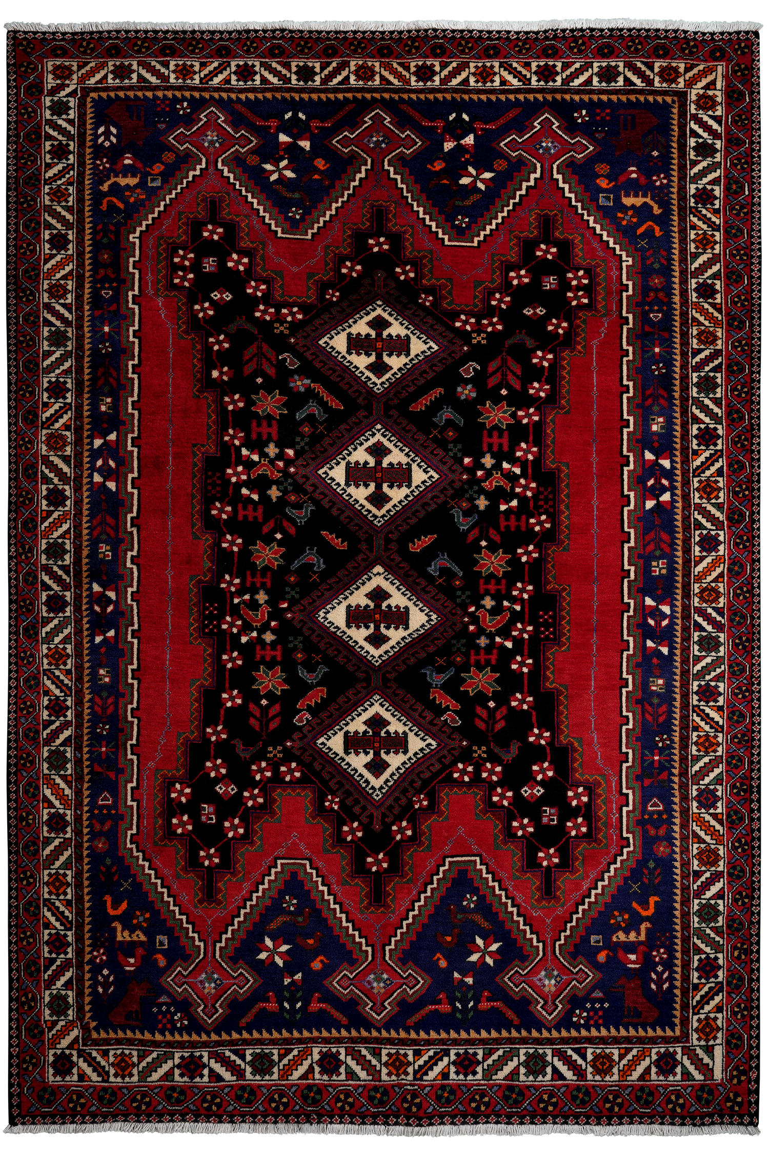 TEPPICH Afshar Blau 237/165 cm Schurwolle - Blau, Textil (165/237cm) - Looma