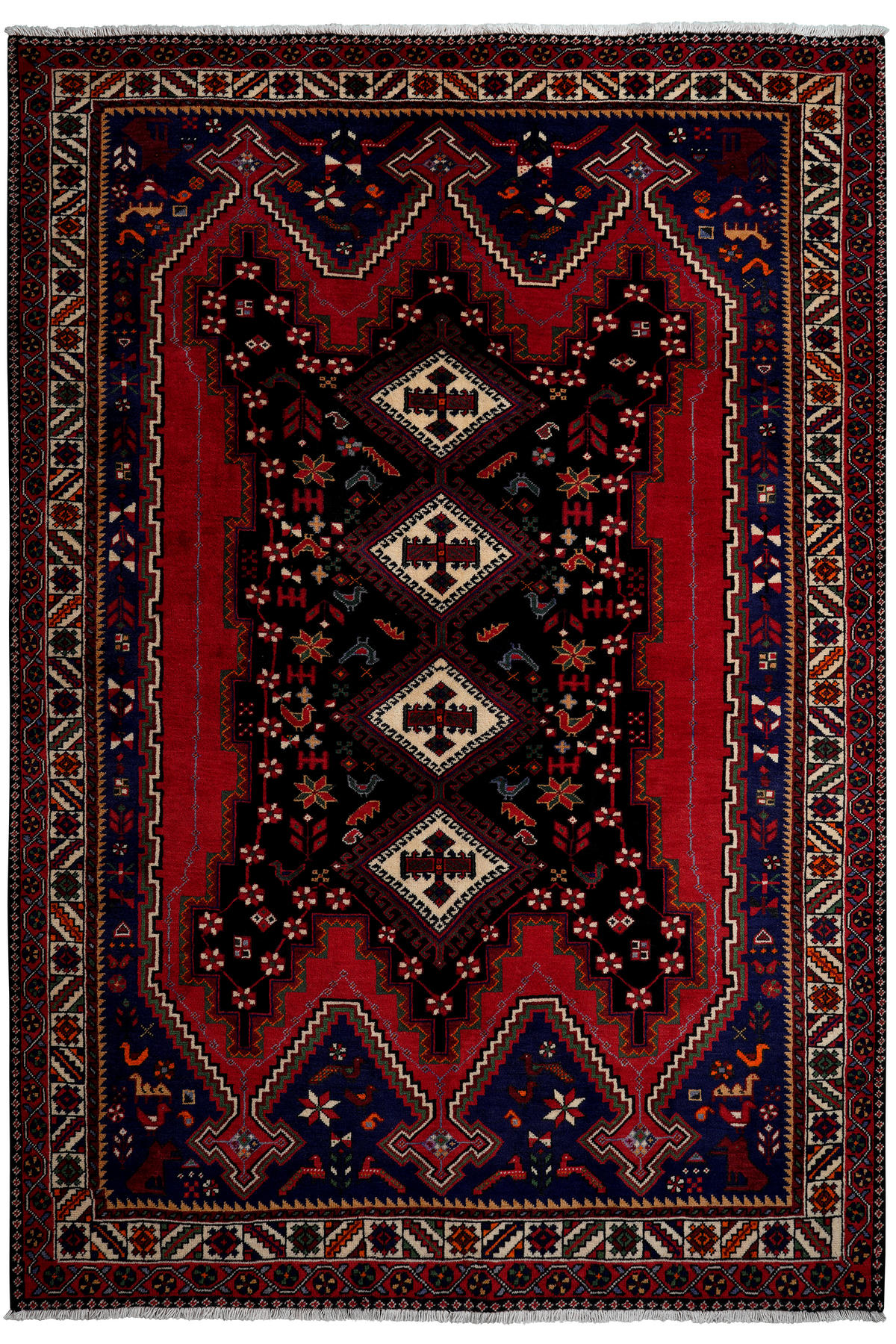 TEPPICH Afshar Blau 237/165 cm Schurwolle - Blau, Textil (165/237cm) - Looma