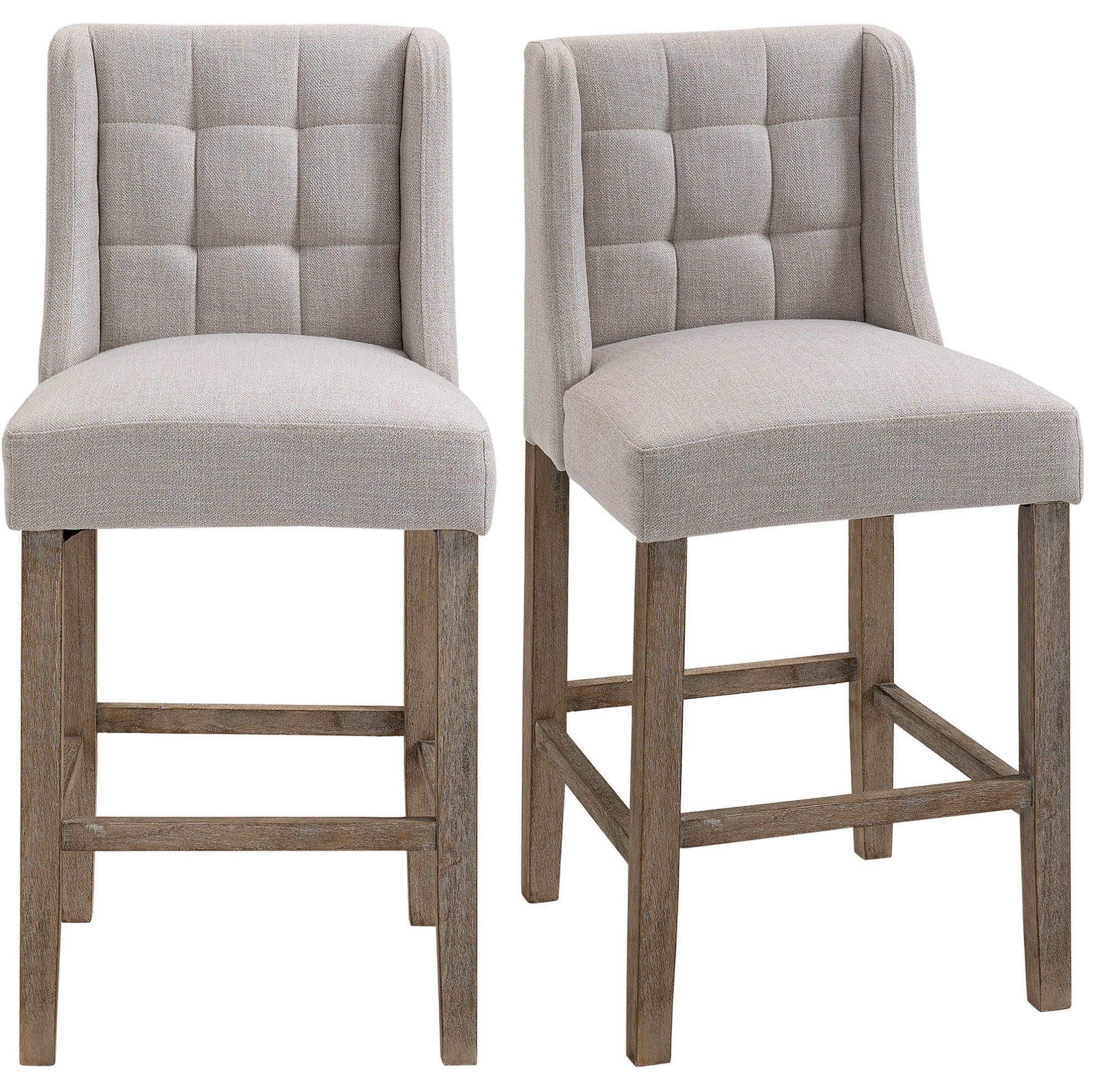 BARHOCKER 2er-Set mit Rückenlehne 47 x 50 x 101 cm Polyester Beige - Beige, Metall (50/101/47cm) - Meubliv