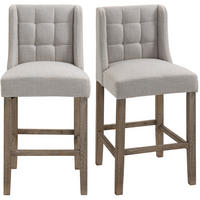 BARHOCKER 2er-Set mit Rückenlehne 47 x 50 x 101 cm Polyester Beige - Beige, Metall (50/101/47cm) - Meubliv