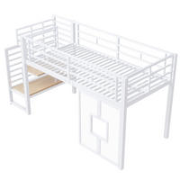 HOCHBETT 90/200 cm DE-32855 mit Treppe und LED Weiß - Weiß, Metall (90/200cm) - ComfortXL