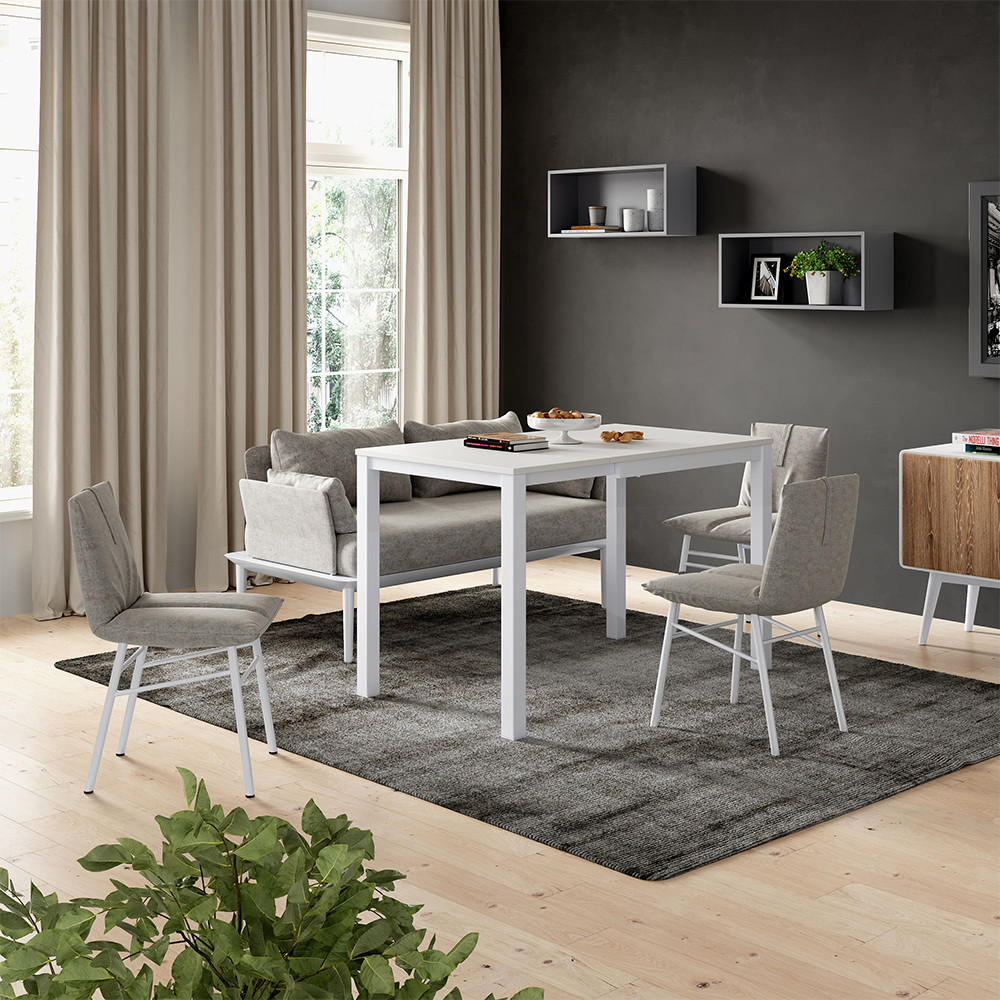 ESSTISCH Granny Weiß 120 x 70 cm ausziehbar - Weiß, Holzwerkstoff (70/120/76cm) - Vicco