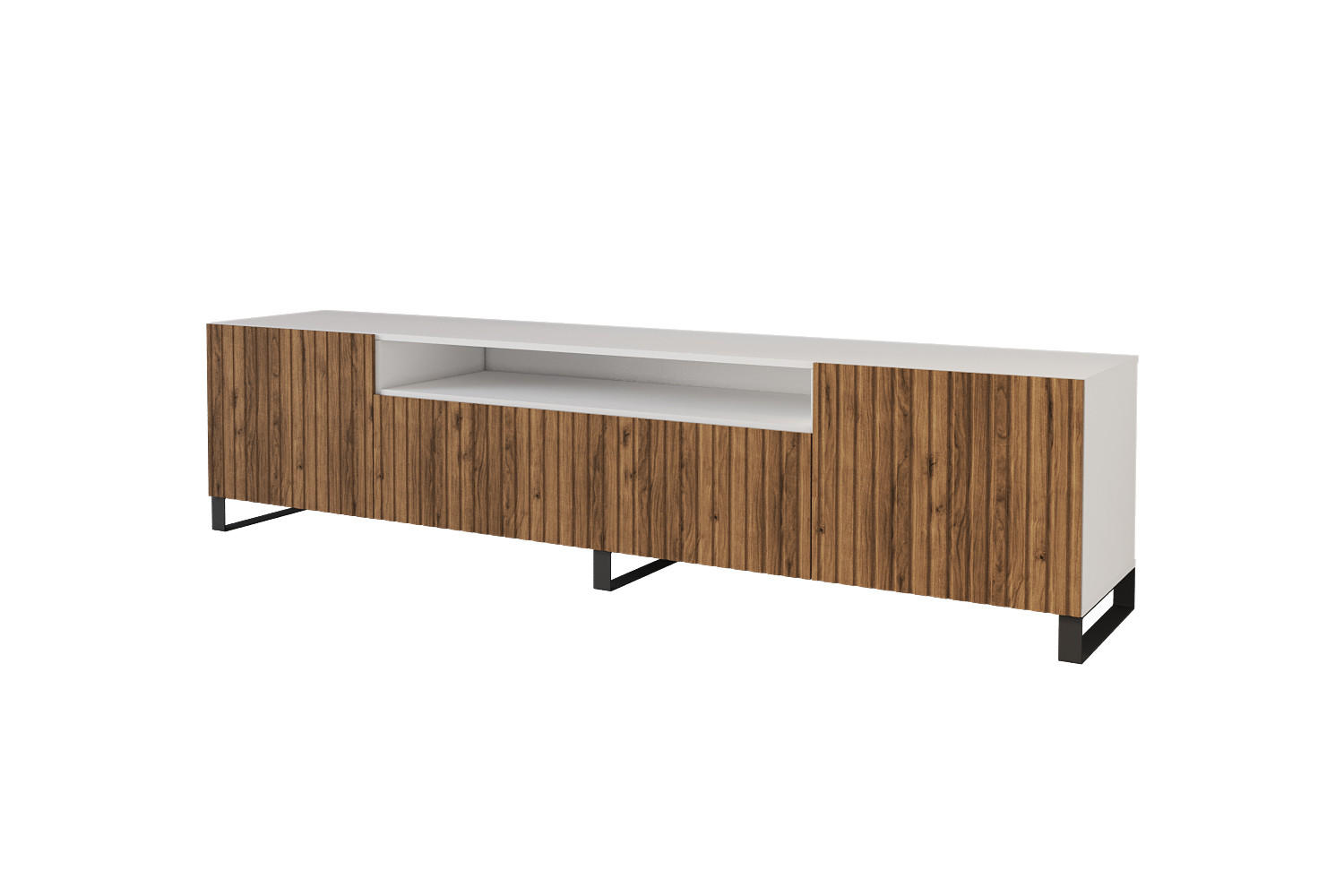 LOWBOARD KITO-S 200x53x41 cm - Weiß / Katania - Eiche Wotan/Schwarz, Holzwerkstoff (200/53/41cm) - ALTDECOR