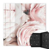 SCHLÜSSELBOX Schwarz 30x30 cm- Türöffnung nach rechts - Pastellrosen - Pink, Metall (30/30/5cm) - TULUP