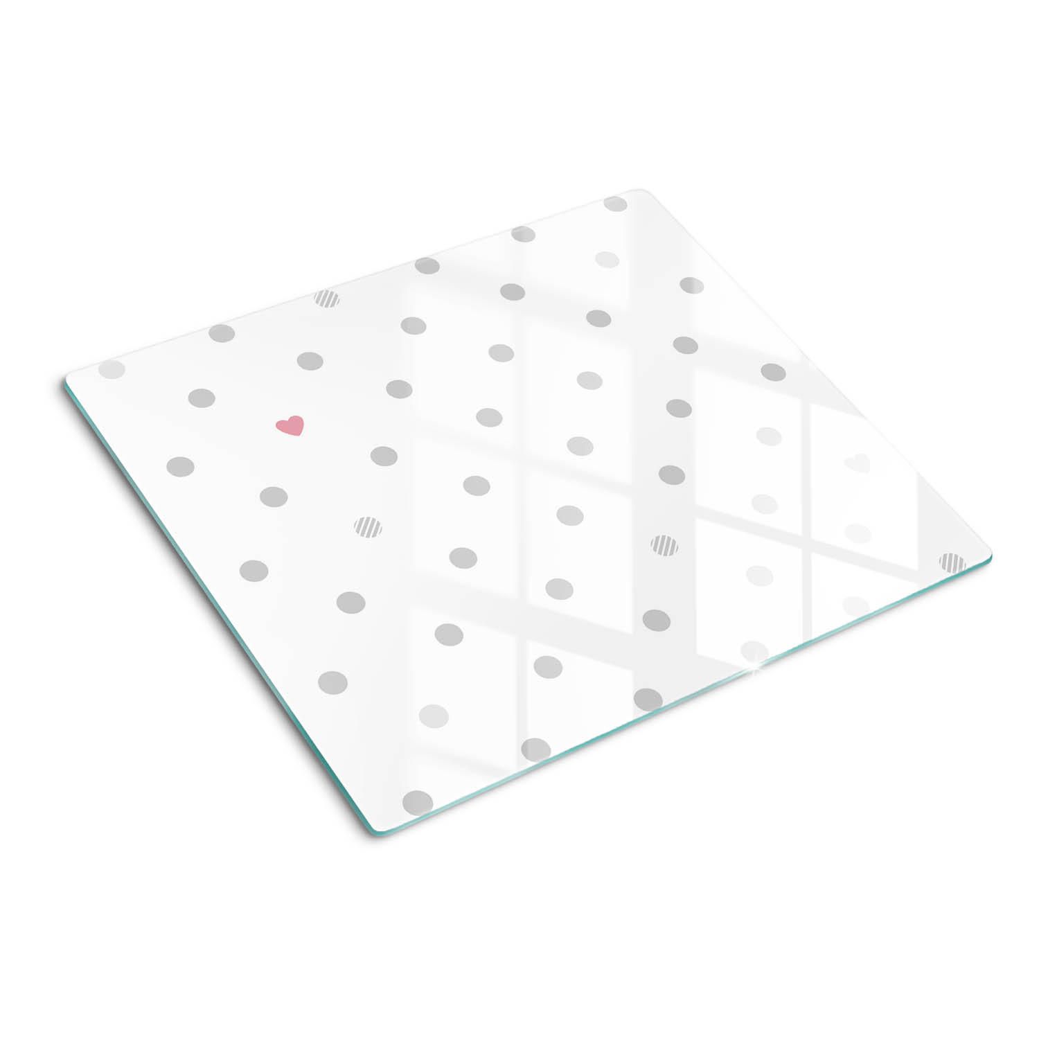 GLASPLATTE 60x52 cm Punkte und Herzen - Grau, Glas (60/0.4/52cm) - TULUP