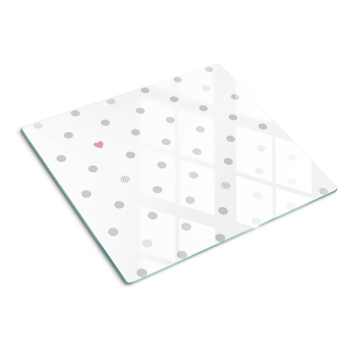 GLASPLATTE 60x52 cm Punkte und Herzen - Grau, Glas (60/0.4/52cm) - TULUP
