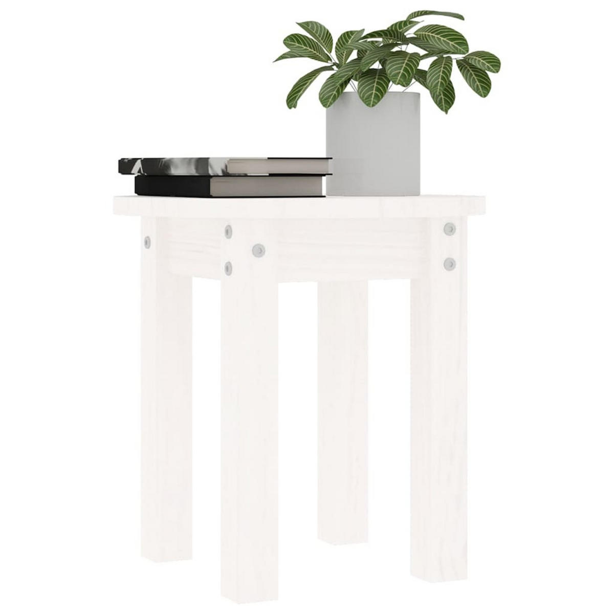 COUCHTISCH Weiß Ø 35x35 cm Massivholz Kiefer - Weiß, Holz (35/35/35cm) - furnicato