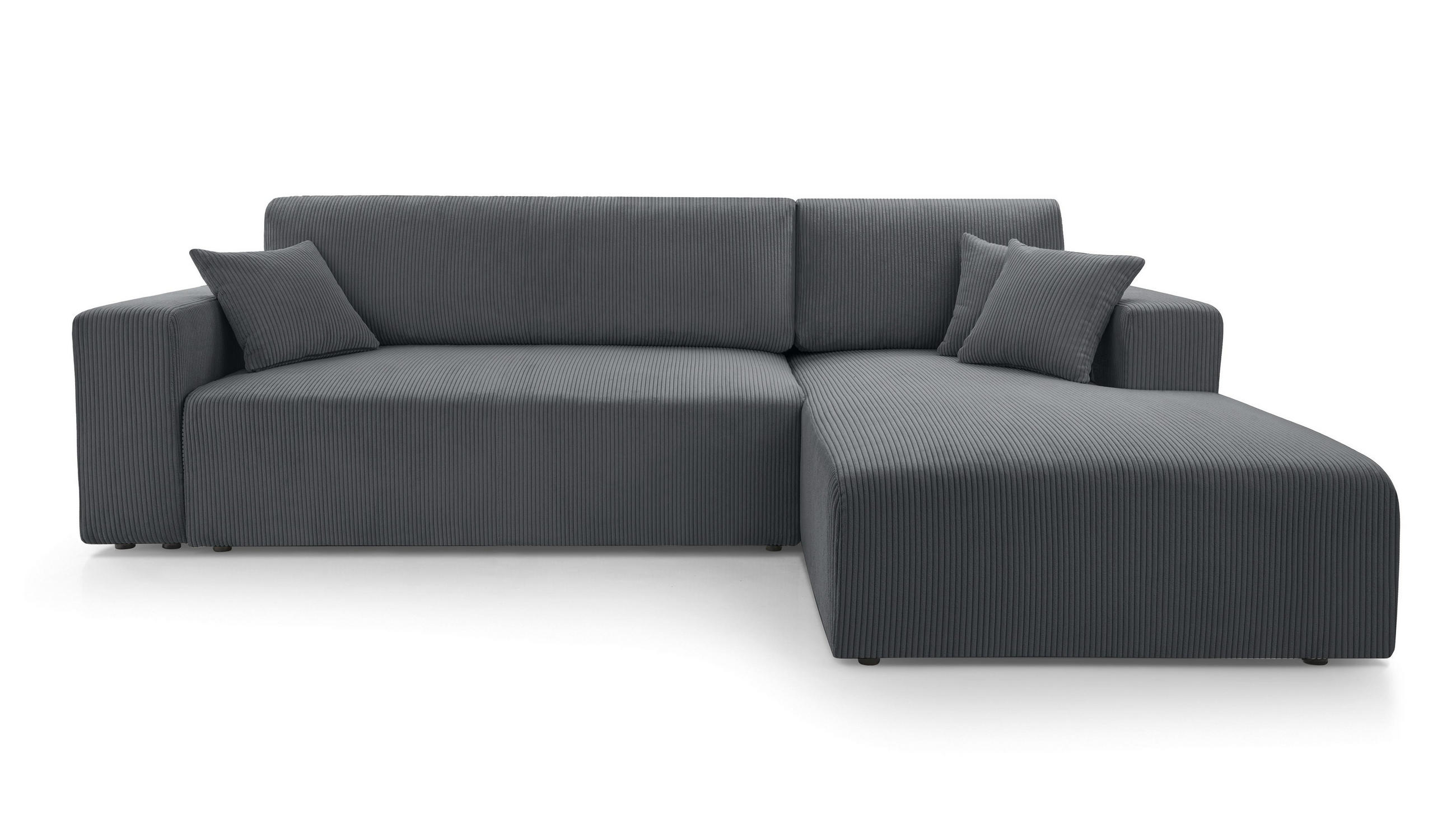 ECKSOFA L Form Catea Grau 279/145/84 cm Rechts mit Schlaffunktion - Schwarz/Grau, Kunststoff/Textil (279/145cm) - AX Living