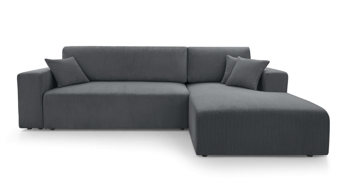 ECKSOFA L Form Catea Grau 279/145/84 cm Rechts mit Schlaffunktion - Schwarz/Grau, Kunststoff/Textil (279/145cm) - AX Living