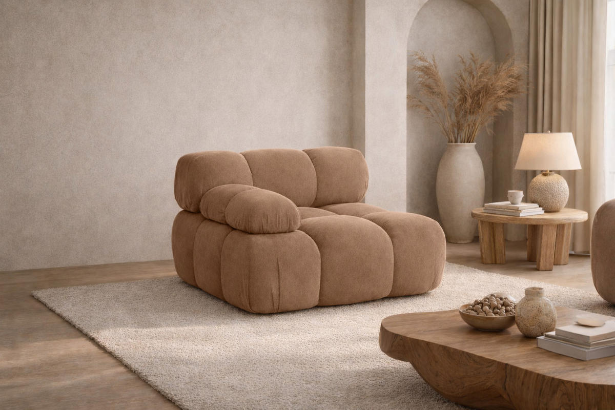 MODUL Seitlich, Für Modulares System, Stoff Salvador, Dunkelbeige, Links, Selia - Beige, Holz (95/70/95cm) - Kaiser Möbel