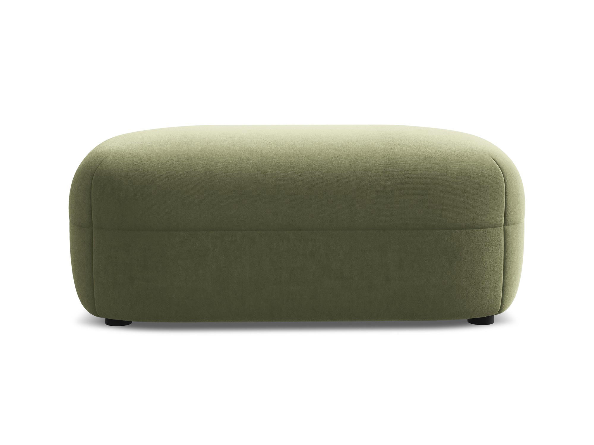 POUF Samt Stoff Grün - Schwarz/Olivgrün, Kunststoff/Textil (92/40/48cm) - Makamii