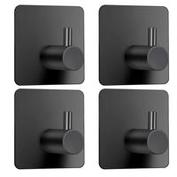 HANDTUCHHAKEN 4er Set Selbstklebend Schwarz - Schwarz, Metall (2/4/4cm)