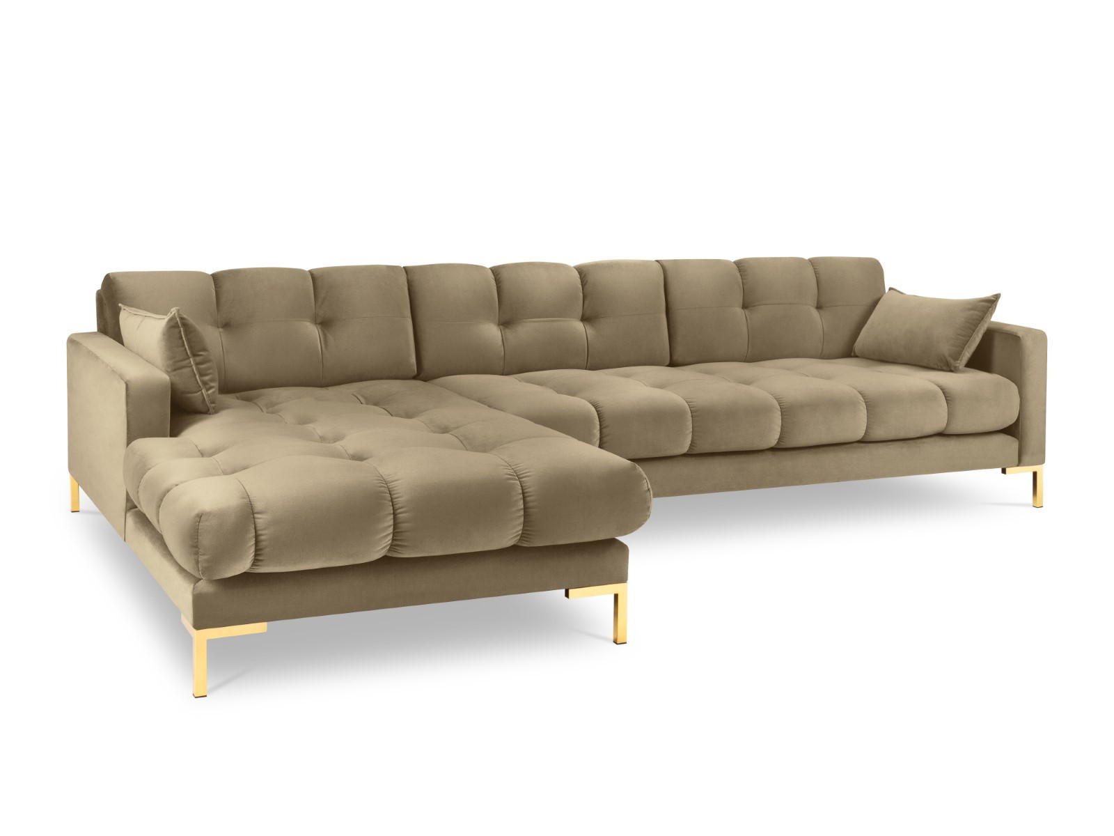 ECKSOFA links Mamaia aus Samt beige 5 Sitzplätze - Beige, Textil (185/293cm) - Micadoni